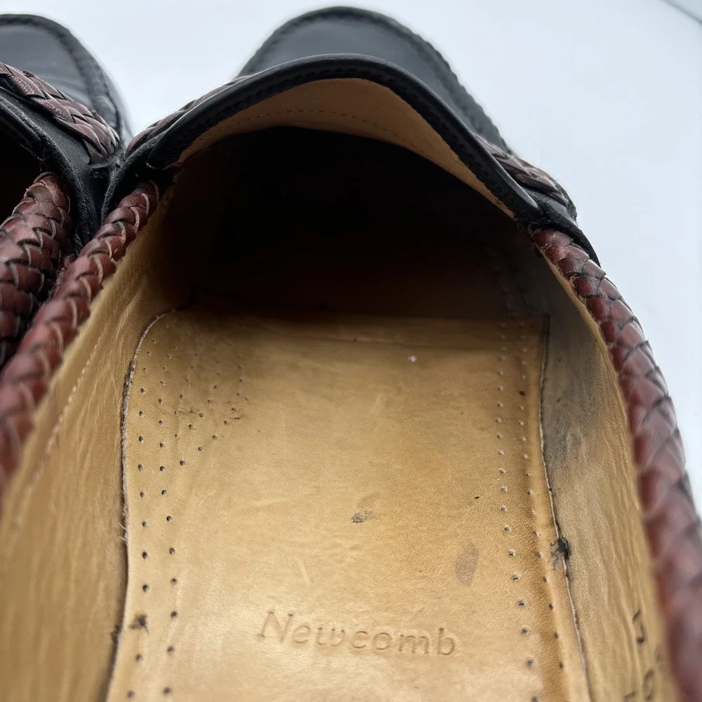 Allen Edmonds‎ Black Brown Braided Newcomb Leather Loafers Men's 12 D